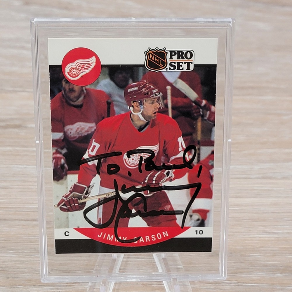 1990 Pro Set NHL Hockey Card Jimmy Carson Detroit Red Wings Autographed